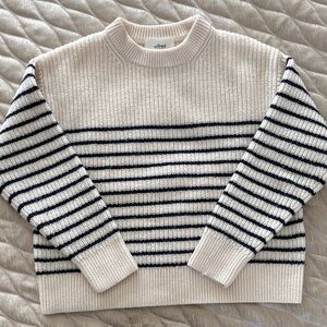 Wilfred Maria Woman’s Sweater in Cream and Navy Stripes